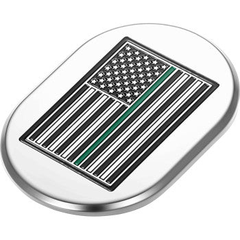 FIGURATI DESIGNS Antenna Cover - Left Rear Fender - Green Line American Flag - Chrome FD72-AC-SS-LT