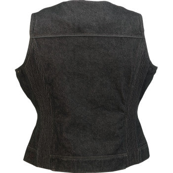 Z1R Women's Denim Vest - Black - Medium 2831-0108