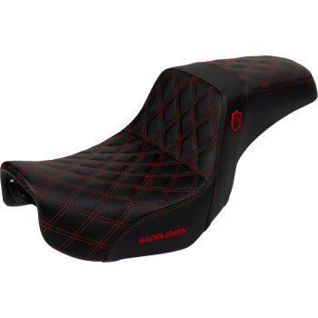 SADDLEMEN Pro Series SDC Performance Seat - Carbon Fiber/Lumbar Gripper - Red Stitch - Dyna '06-'17 SC80604RED
