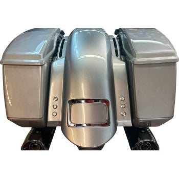 PAUL YAFFE BAGGER NATION Short Rear Fender - Sport - With Chrome Plate Frame - 3 Sets of Thunder Bolts RF-SS-3-THNDR-BLT-C