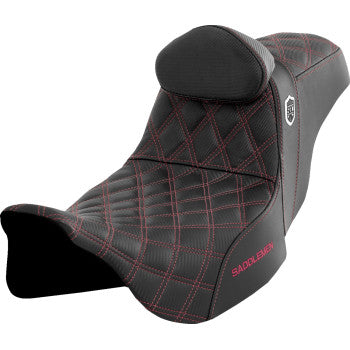 SADDLEMEN Pro Series SDC Performance Seat - with Backrest - Wine Berry Stitch - FLH/FLT '08-'23 SC80807WINRT