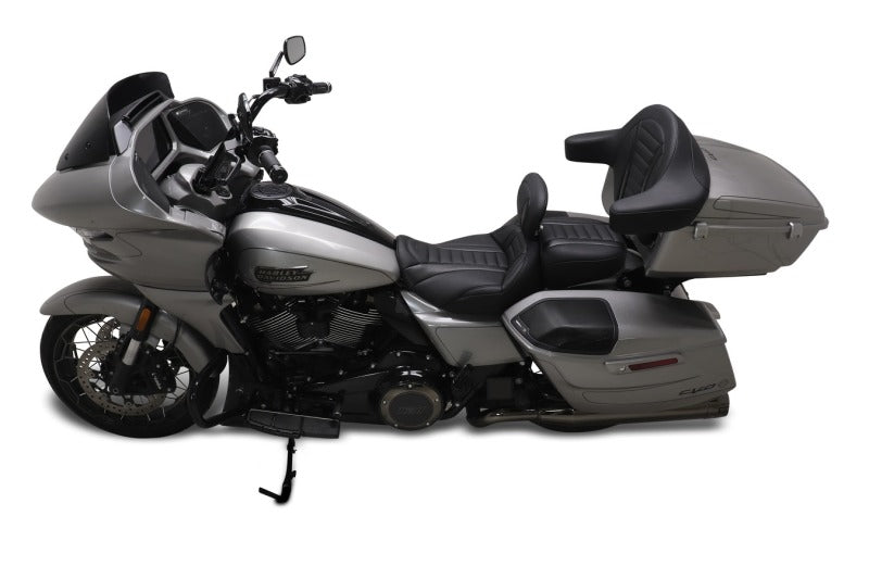 Mustang 23-24 HD CVO Rd Glide(ST), 2024 Rd Glide and Str Glide Touring Solo Seat - Black/Gray Stitch 89401GM