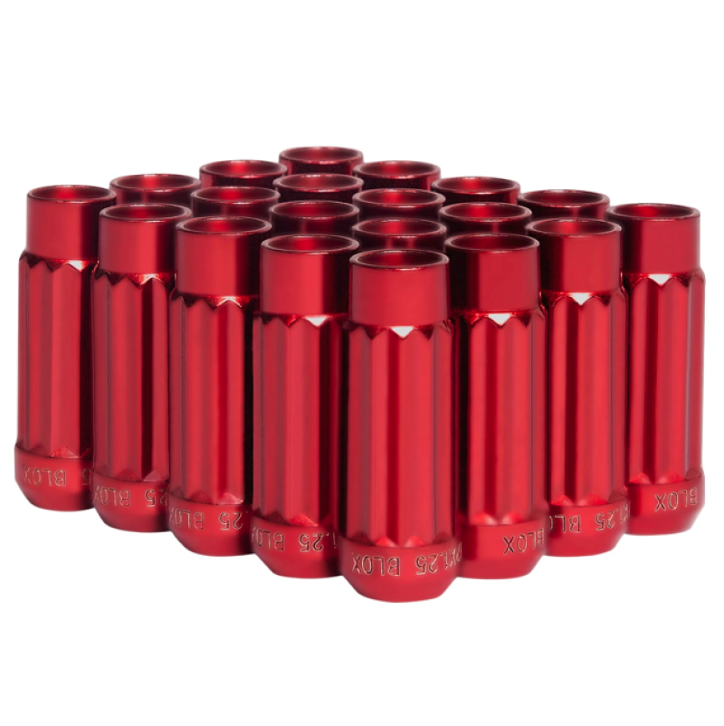BLOX Racing 12-Sided P17 Tuner Lug Nuts 12x1.25 - Red Steel - Set of 20