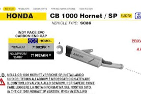 71982AKN Arrow Indy Race Evo Slip-on Exhaust, Aluminum for Honda CB1000 Hornet 2025