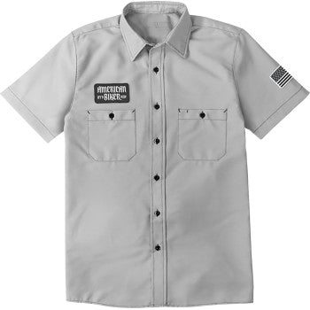 American Biker Biker Sam Contrast Stitch Shop Shirt - Gray/Black - Small ABBSAM17ST8SBSR