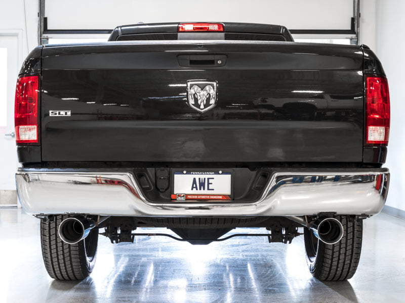 AWE Tuning 09-18 RAM 1500 5.7L (w/o Cutout) 0FG Dual Rear Exit Cat-Back Exhaust - Chrome Silver Tips 3015-32101