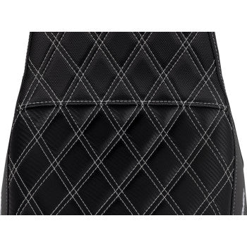 SADDLEMEN Pro Series SDC Performance Seat - Carbon Fiber/Lumbar Gripper - White Stitch - Dyna '06-'17 SC80604WHI