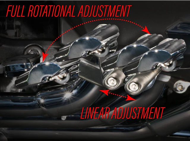 Goldstrike 3-Way Adjustable Highway Peg Mounts With Twin Rail Pegs For Gold Wing 18-Up Black 60325