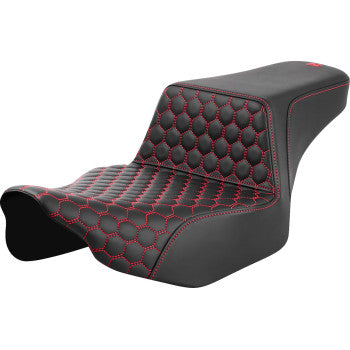 SADDLEMEN Step-Up Seat - Extended Reach - Front Honeycomb - Red Stitch - FL '23-'24 823-07-17804