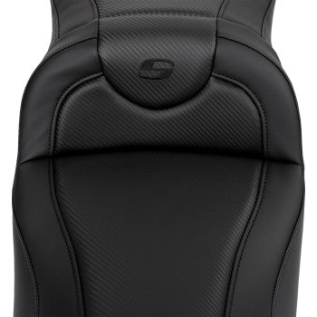 SADDLEMEN Roadsofa™ Extended Reach Seat - Carbon Fiber - Black Stitch - without Backrest - FL '08-'23 A808-07B-186BLK