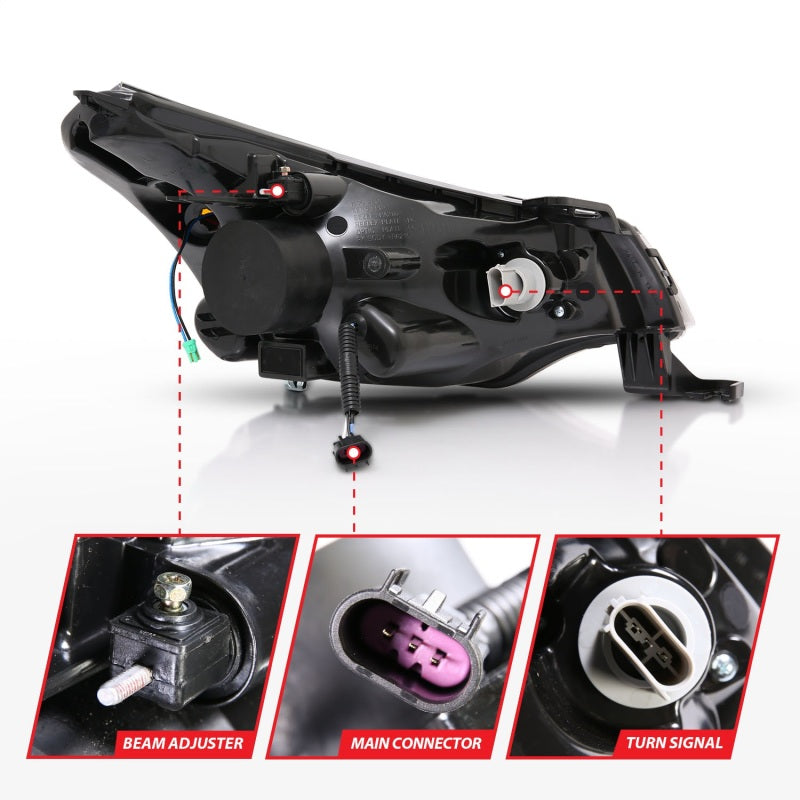 ANZO 2008-2011 Ford Focus Projector Headlights Black 121272