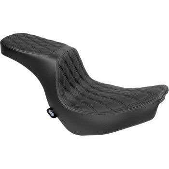 DRAG SPECIALTIES Predator 2-Up Seat - Vinyl - Double Diamond - Black Stitching - FLSB/FXLRS 18-24 Softail 0802-1635