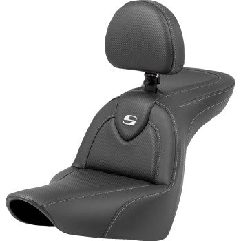 SADDLEMEN Roadsofa™ Carbon Fiber Seat - Carbon Fiber - with Backrest - FXLR/FLSB '18-'23 818-29-185BR