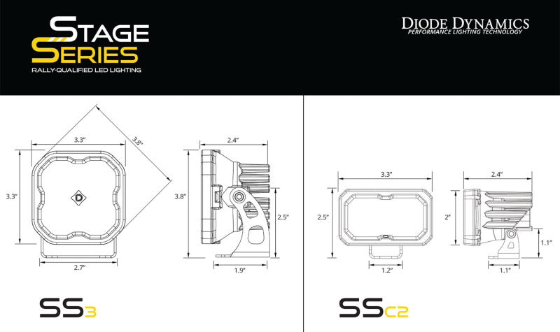 Diode Dynamics 2024+ Toyota Tacoma Stage Series 2in LED Ditch Light Kit - Pro Yellow Combo