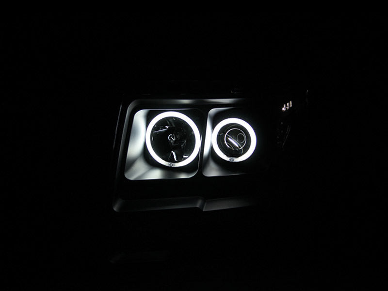 ANZO 2009-2014 Ford F-150 Projector Headlights w/ Halo Black (CCFL) 111161