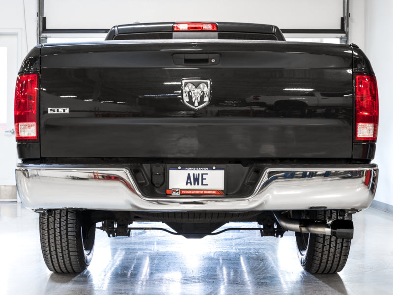 AWE Tuning 09-18 RAM 1500 5.7L (w/o Cutout) 0FG Single Side Exit Cat-Back Exhaust - Diamond Blk Tips 3015-33309