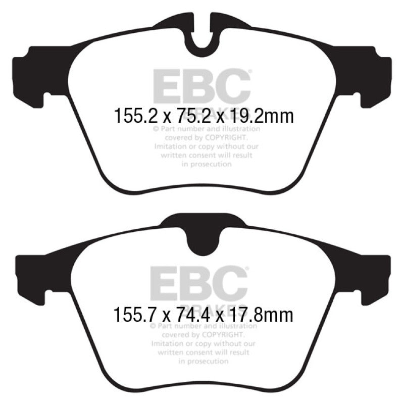 EBC 13+ Jaguar F-Type (Cast Iron Rotors Only) 3.0 Supercharged (340) Yellowstuff Front Brake Pads DP42189R