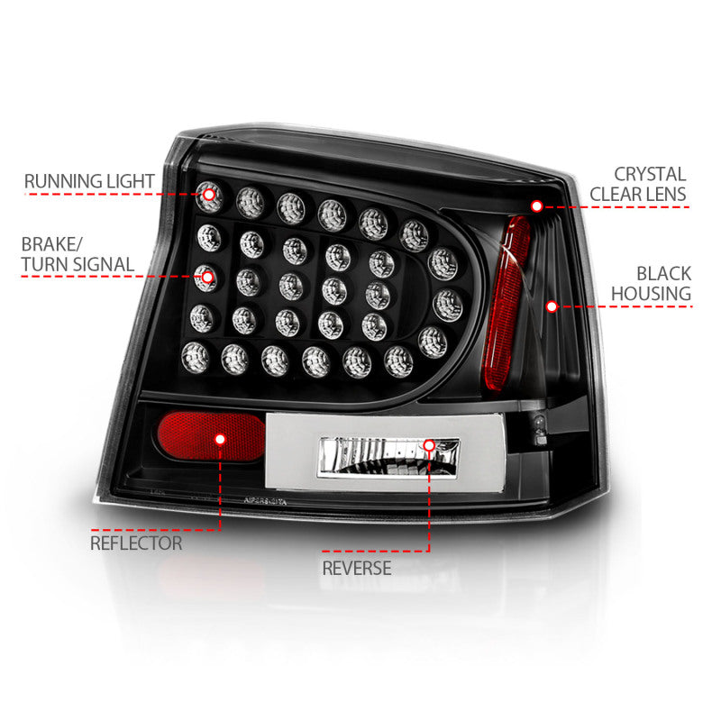 ANZO 2006-2008 Dodge Charger LED Taillights Black 321014