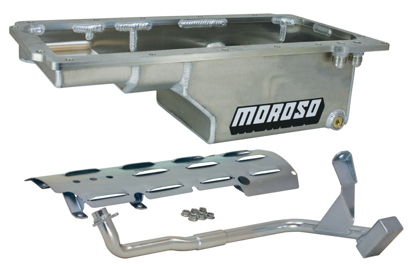 Moroso GM LS/93-02 F-Body (w/-10An Fitting) Deep Drag Race Baffled Wet Sump 6qt 9in Aluminum Oil Pan 21150