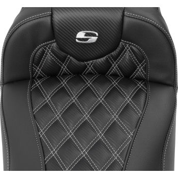 SADDLEMEN Roadsofa™ Extended Reach Seat - without Backrest - Lattice Stitch - Silver Stitch - FL/FX '23-'24 823-07-20705