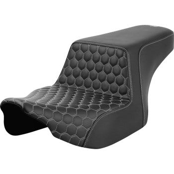 SADDLEMEN Step-Up Seat - Front Honeycomb - Silver Stitching - FL '23-'24 823-07-17705