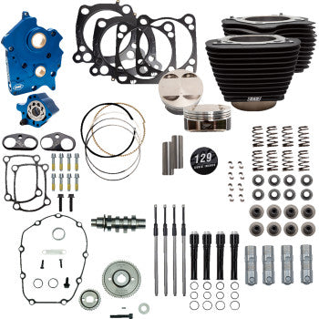 S&S CYCLE 129" Power Package Engine Performance Kit - Gear Drive - Oil Cooled - Non-Highlighted Fins - M8 310-1228