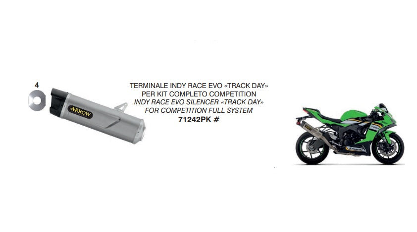 71242PK Arrow slip-on ZX-6R 636 2024 - 2025 Indy Race EVO Track Day FOR COMPETITION FULL SYSTEM