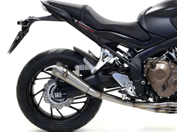 71205PR Arrow slip-on Pro-Race Exhaust, Stainless Steel Honda CB650F / CBR650F 14-18 Please note that this slip-on is designed to be installed with a header.