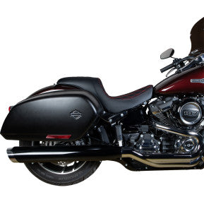 DRAG SPECIALTIES Predator Seat - Double Diamond w/ Red Sitching - Vinyl - FLSB/FXLR '18-'23 0802-1519