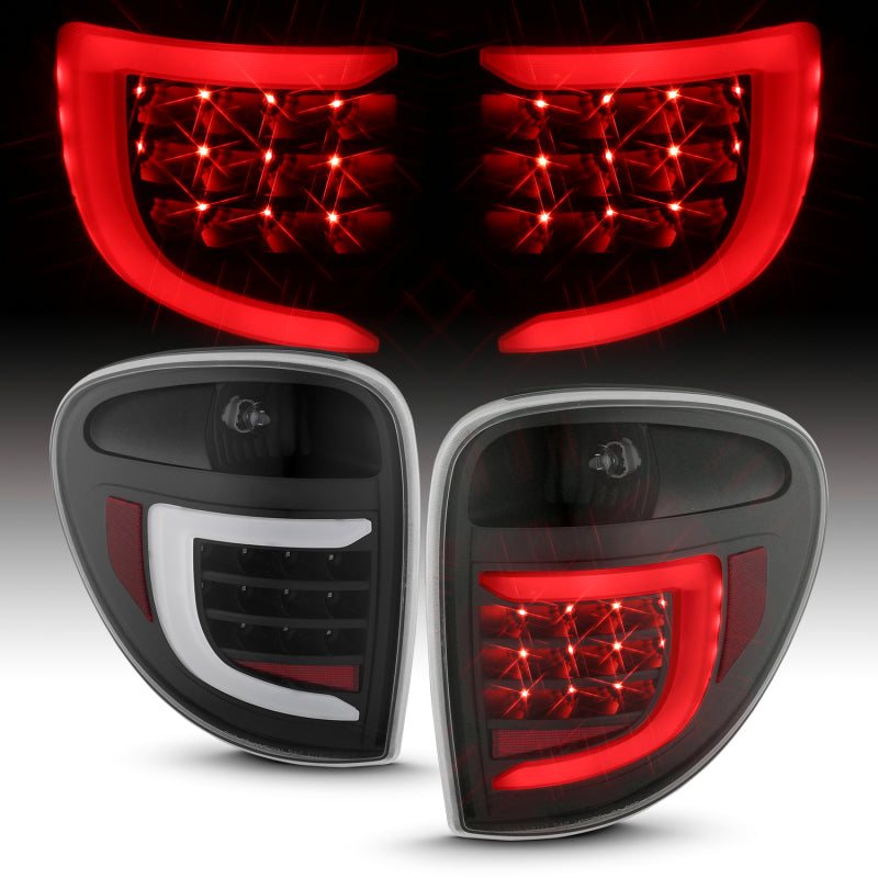 ANZO 2004-2007 Dodge Grand Caravan LED Tail Lights w/ Light Bar Black Housing Clear Lens 311365