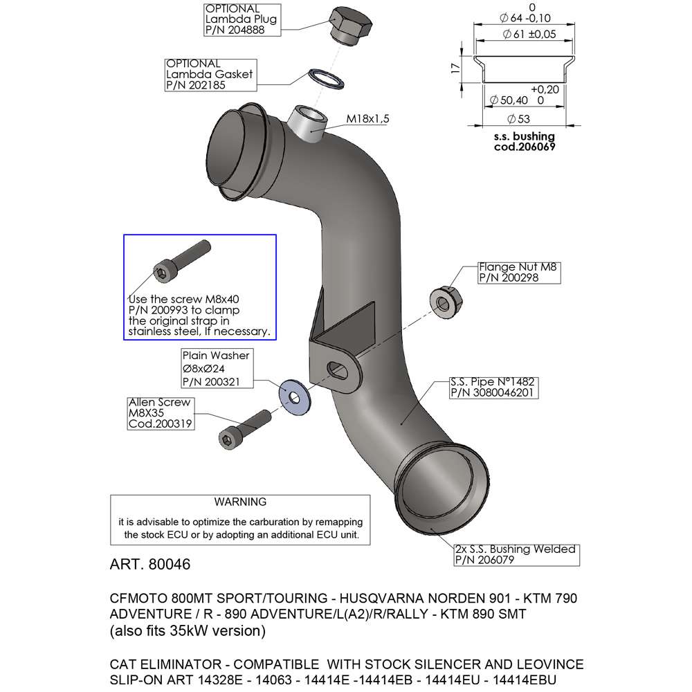 LEOVINCE Link Pipe 890 Adventure /KTM 890 SMT 2023 - 2025 80046 1812-0580