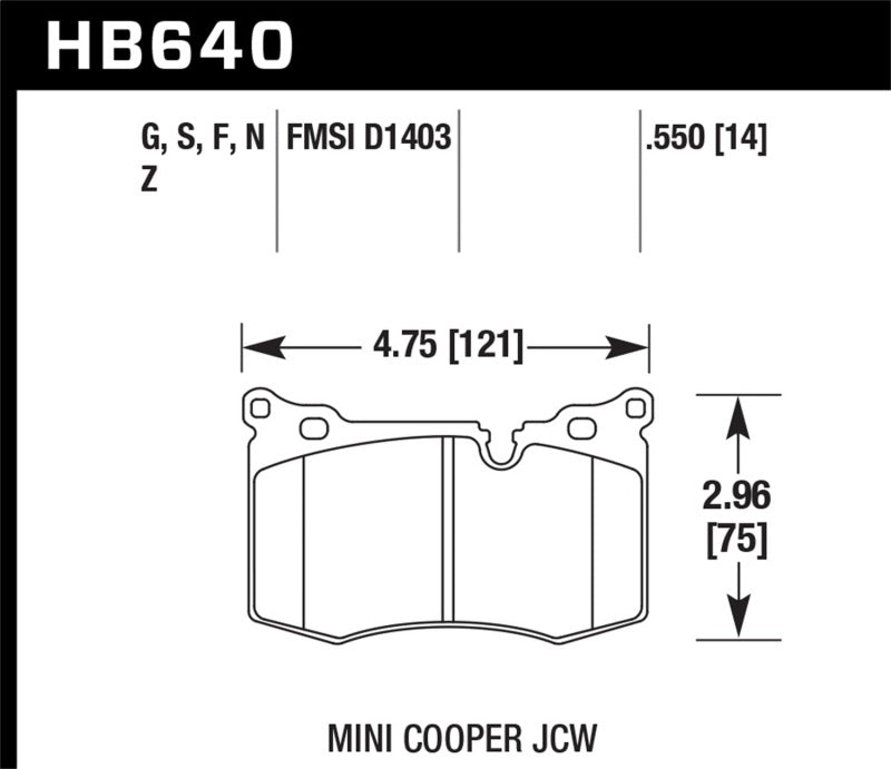 Hawk 09-10 Mini Cooper Performance Ceramic Street Front Brake Pads KHB640Z.550