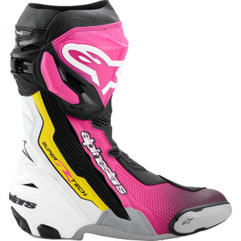 ALPINESTARS Supertech R Boots - Black/Magenta/White/Yellow - US 9 / EU 43 2220021-1634- 43