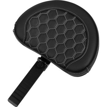 SADDLEMEN Roadsofa™ Extended Reach Seat - with Backrest - Honeycomb - White Stitch - FLTR/FLHX '23-'24 823-07-190B6