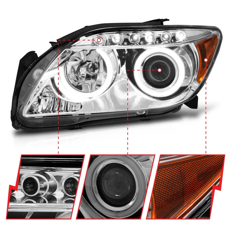 ANZO 2005-2010 Scion Tc Projector Headlights w/ Halo Chrome (CCFL) 121120