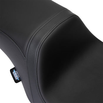 DRAG SPECIALTIES Predator 2Up Seat - Solar Leather - Black - Smooth - FLH '08-'23 0801-1495