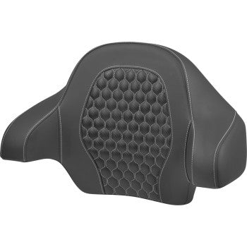 SADDLEMEN Tour Pack Backrest Pad - Honeycomb - White Stitching - FLH/FLT '14-'24 814-07-15106