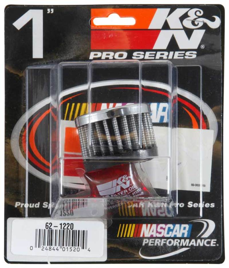 K&N Rubber Base Crankcase Vent Filter - Chrome 1in Flange ID x 2in OD x 1.5in Height 62-1220