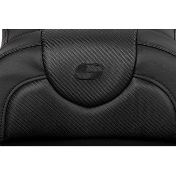 SADDLEMEN Roadsofa™ Extended Reach Seat - Carbon Fiber - Black Stitch - Backrest - FL '08-'23 A808-07R-186BLK