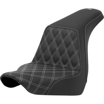 SADDLEMEN Step-Up Seat - Front Lattice Stitch - Silver Stitch - FXLR/FLSB '18-'21 A818-29-172SIL