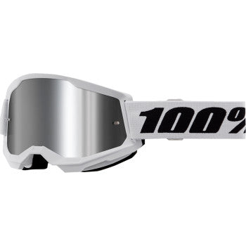 100% Strata 2 Junior Goggle - White - Silver Mirror 50032-00013