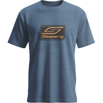 SLIPPERY Crest T-Shirt - Heathered Neptune Blue - Small 3030-25333