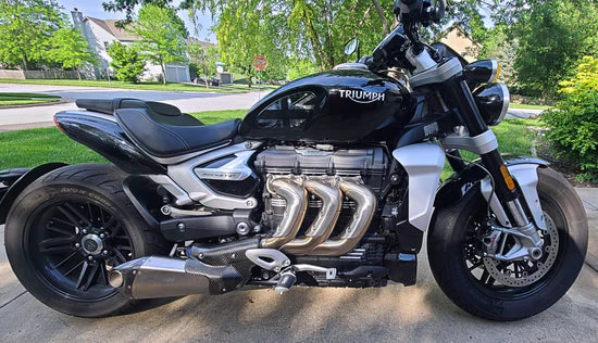 Vandemon Triumph Rocket 3R & GT 2500 2019-25 Titanium Bimodal Stealth Titanium Slip-On Mufflers TRIUMROCKET3O2MUFA VA-152