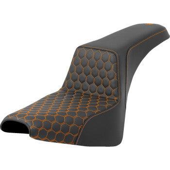 SADDLEMEN Step-Up Seat - Honeycomb - Orange Stitching - FXBB/FXST '18-'24 A818-30-177ORA