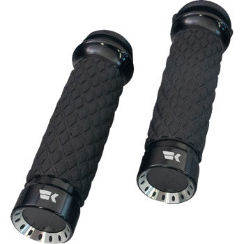 KHROME WERKS Grips - Turbine - Custom Contour - Diamond - Black 500330