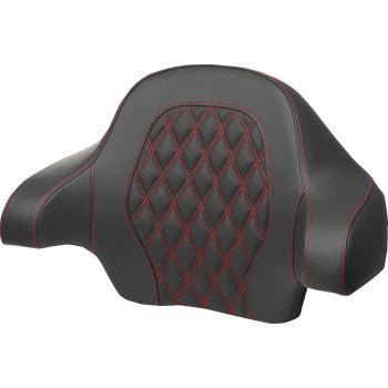 SADDLEMEN Tour-Pak® Backrest Pad - Lattice Stitch - Red Stitch - FL '14-'24 814-07-15004