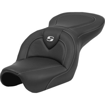 SADDLEMEN Roadsofa™ Seat - Carbon Fiber - Black Stitch - without Backrest - FL '04-'05 804-04-185