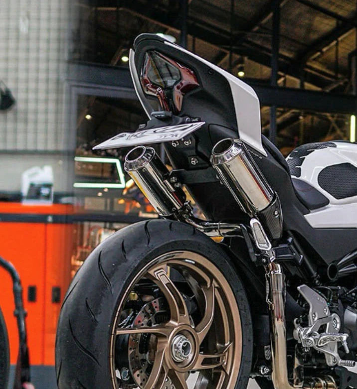 IN STOCK Vandemon CFMOTO single-sided swingarm 450SR-S 2023-2025 Stainless Steel / Titanium High Mount Exhaust System CFMOTO450SRSHMEXHC VA-8