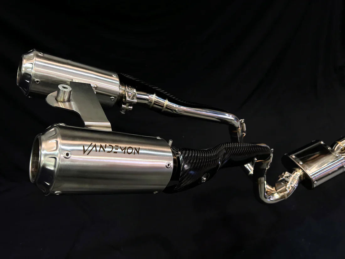 Vandemon CFMOTO 450SR Double-Sided Swingarm Model Stainless Steel / Titanium High Mount Exhaust System CFMOTO450SRSSHMEXHA VA-104