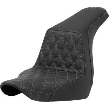 SADDLEMEN Step-Up Seat - Front Lattice Stitch - Gray Stitch - FXLR/FLSB '18-'21 A818-29-172GRE